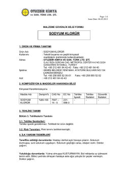 sodyum klorür - Malzeme Güvenlik Bilgi Formu ( MSDS )