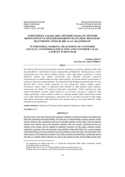 End&uuml;striyel Pazarlarda M&uuml;şteri Sadakati, M&uuml;şteri Memnuniyeti