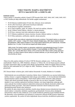 Tekstil Makina Sekt&ouml;r&uuml; Raporu