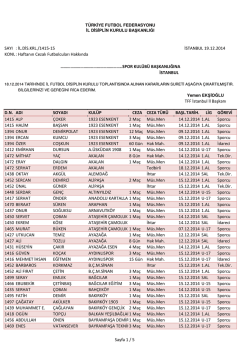 15.hafta cezalılar listesi - T.F.F. İstanbul İl Başkanlığı