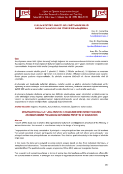 kurum k&uuml;lt&uuml;r&uuml; analizi - Eğitim ve &Ouml;ğretim Araştırmaları Dergisi