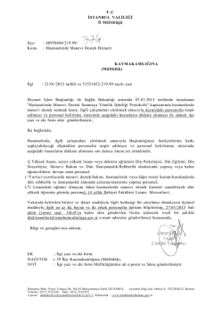 T.C İSTANBUL VALİLİĞİ İl M&uuml;ft&uuml;l&uuml;ğ&uuml; Sayı : 60958694/219.99/ Konu
