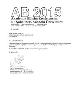 Akademik Bilisim Konferansları 4-6 S¸ ubat 2015 Anadolu¨Universitesi