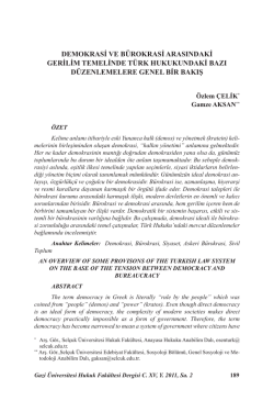 Demokrasi ve B&uuml;rokrasi Arasındaki Gerilim