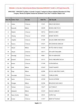 Katılımcı Listesi - H&acirc;kimler ve Savcılar Y&uuml;ksek Kurulu
