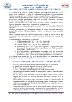 2014-2015 voleybol gen&ccedil;ler a grup yarışmaları a&ccedil;ıklamaları