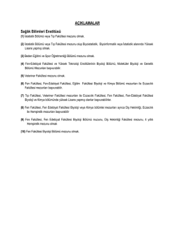 A&Ccedil;IKLAMALAR Sağlık Bilimleri Enstit&uuml;s&uuml;