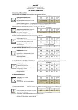 ŞUBAT 2015 FİYAT LİSTESİ