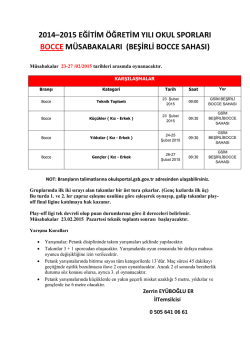 Bocce İl Birinciliği M&uuml;sabaka Fikst&uuml;r&uuml;