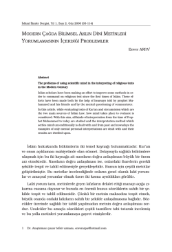 Modern Çağda Bilimsel Aklın Dini Metinleri Yorumlamasının İçerdiği