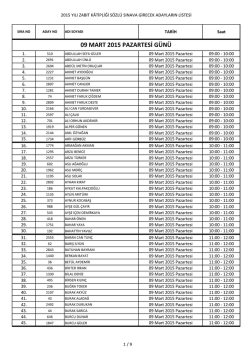 09 MART 2015 PAZARTESİ GÜNÜ