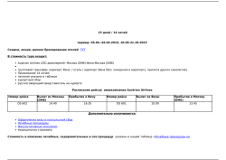 15 дней / 14 ночей период: 05.04.-26.04.2015