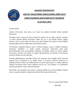 AKDENİZ &Uuml;NİVERSİTESİ 2014 EK YERLEŞTİRME SONU&Ccedil;LARINA