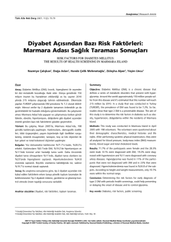 Diyabet A&ccedil;&rsaquo;s&rsaquo;ndan Baz&rsaquo; Risk Fakt&ouml;rleri: Marmara Adas&rsaquo; Sa&curren;l&rsaquo;k