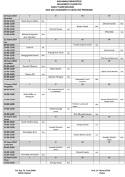 Sanat Tarihi B&ouml;l&uuml;m&uuml; 2014-2015 G&uuml;z D&ouml;nemi Vize Programı