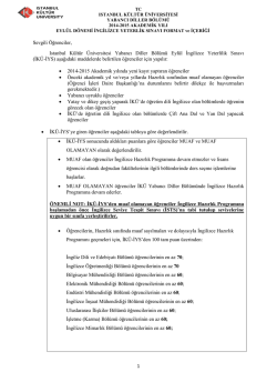 İngilizce Yeterlik Sınavı Format ve İ&ccedil;eriği