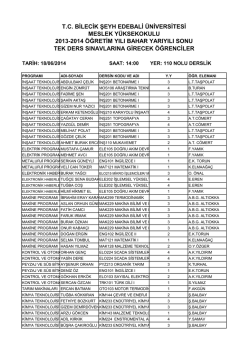 tc bilecik şeyh edebali &uuml;niversitesi meslek y&uuml;ksekokulu 2013-2014