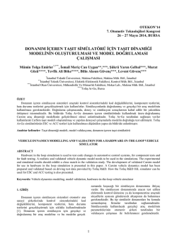 Donanım I&ccedil;eren Taşit Sim&uuml;lat&ouml;r&uuml; İ&ccedil;in Taşıt Dinamiği