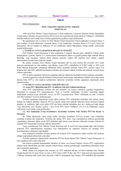 &Ouml;zel T&uuml;ketim Vergisi Genel Tebliği