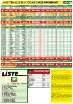 8-10 temmuz 2014 iddaa oyun programı