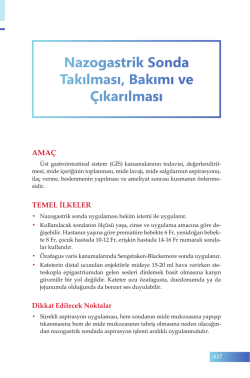 Nazogastrik Sonda Takılması, Bakımı ve Çıkarılması