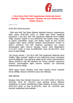 1 Sıra No.lu Mali Tatil Uygulaması Hakkında Genel Tebliğin &ldquo;Diğer
