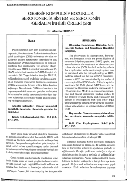 obsesif komfulsif bozukluk, serotonerjik sistem ve serotonin gerialım