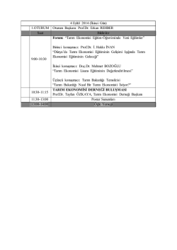 4 Eyl&uuml;l 2014 (İkinci G&uuml;n) 1.OTURUM Oturum Başkanı: Prof.Dr. Erkan