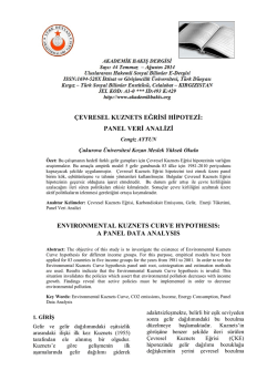 ÇEVRESEL KUZNETS EĞRİSİ HİPOTEZİ: PANEL VERİ