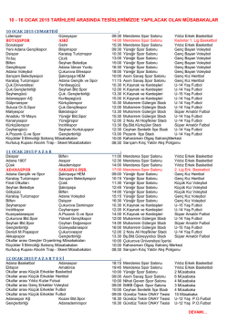 10 - 16 OCAK 2015 M&Uuml;SABAKA PROGRAMI
