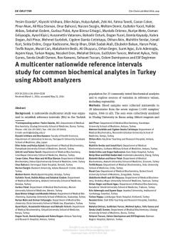 A multicenter nationwide reference intervals study for common