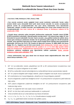 Elektronik Devre Tasarım Laboratuarı II Transist&ouml;rl&uuml;