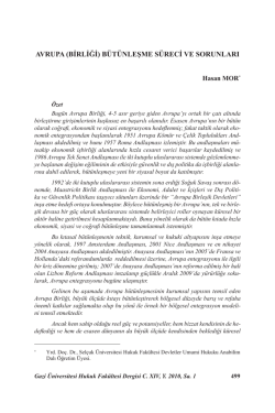 avrupa (birliği) bütünleşme süreci ve sorunları