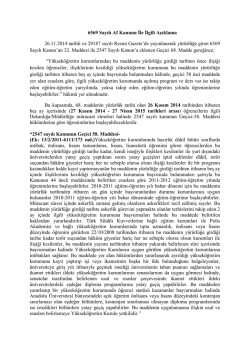 6569 Sayılı Af Kanunu İle İlgili A&ccedil;ıklama 26.11.2014 tarihli ve 29187
