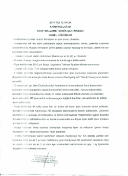 kardiyoloji malzemeleri teknik şartnameleri