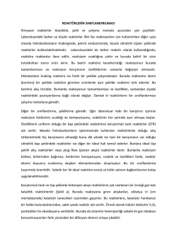REAKT&Ouml;RLERİN SINIFLANDIRILMASI Kimyasal reakt&ouml;rler