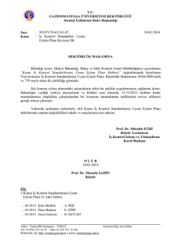 Yeni İç Kontrol Uyum Eylem Planı Revize Çalışması