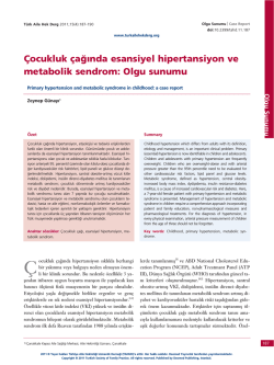 &Ccedil;ocukluk &ccedil;a&curren;&rsaquo;nda esansiyel hipertansiyon ve metabolik sendrom