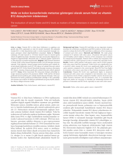 Mide ve kolon kanserlerinde metastaz g&ouml;stergesi olarak serum folat