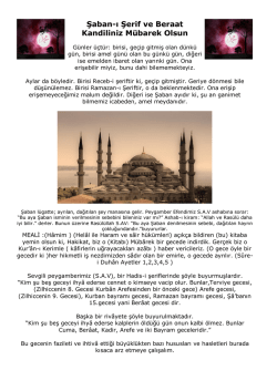 Şaban-ı Şerif ve Beraat Kandiliniz M&uuml;barek Olsun
