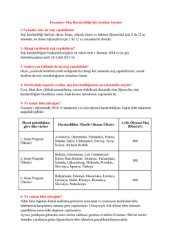 Erasmus+ Staj Hareketliliği Sık Sorulan Sorular 1-Ne kadar