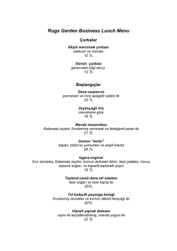 Ruga Garden Business Lunch Menu