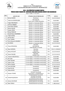 tc dokuz e &uuml;l &uuml;niversitesi sağlık bilimleri enstit&uuml;s&uuml; m&uuml;d&uuml;rl&uuml;ğ&uuml; 2013