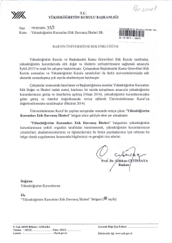 Y&uuml;ksek&ouml;ğretim Kurumları Etik Davranış İlkeleri