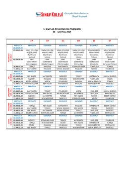 5. sınıflar oryantasyon programı 08 &ndash; 12 eyl&uuml;l 2014