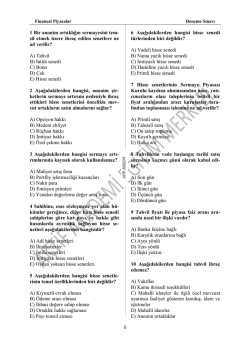 Finansal Piyasalar - Aktif Akademi Eğitim Merkezi