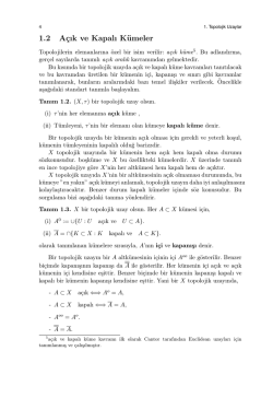 1.2 A&ccedil;ık ve Kapalı K&uuml;meler