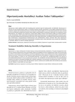 Hipertansiyonda Mortaliteyi Azaltan Tedavi