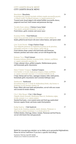 City Light Bar Men&uuml;s&uuml;n&uuml; PDF olarak indirmek i&ccedil;in tıklayın.