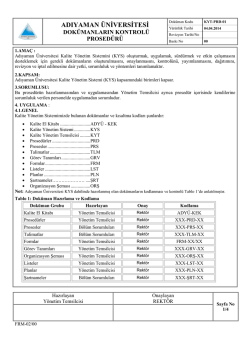 ADIYAMAN &Uuml;NİVERSİTESİ - Toplam Kalite Y&ouml;netimi